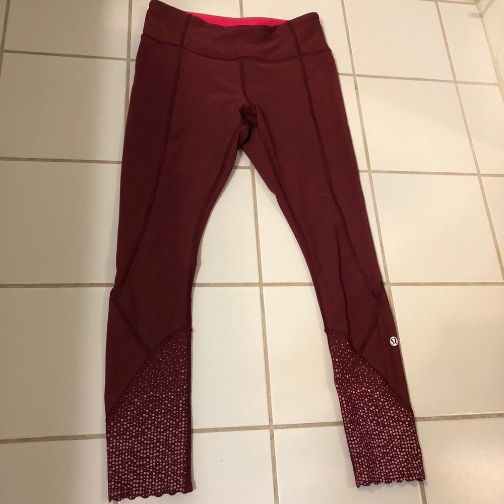Lululemon tight stuff maroon 7/8 leggings size 6